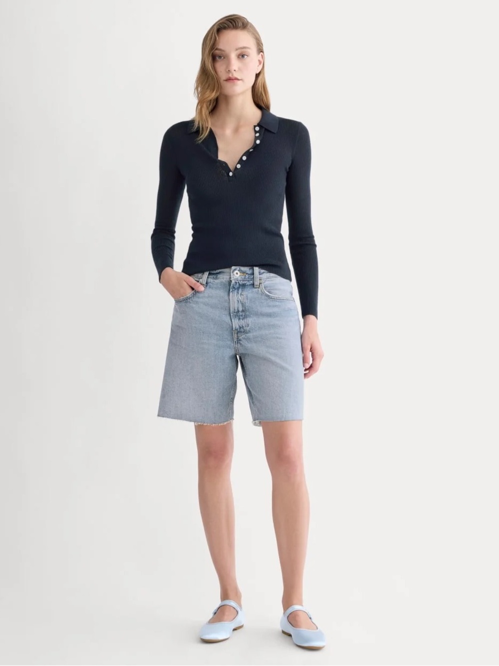 Everlane Light Blue Denim Bermuda Shorts